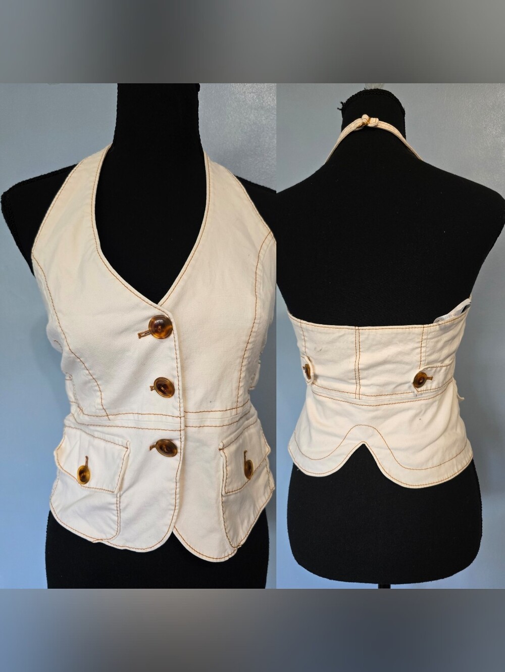 Bebe Womens Y2K Halter Vest Made in U.S.A. Size 8